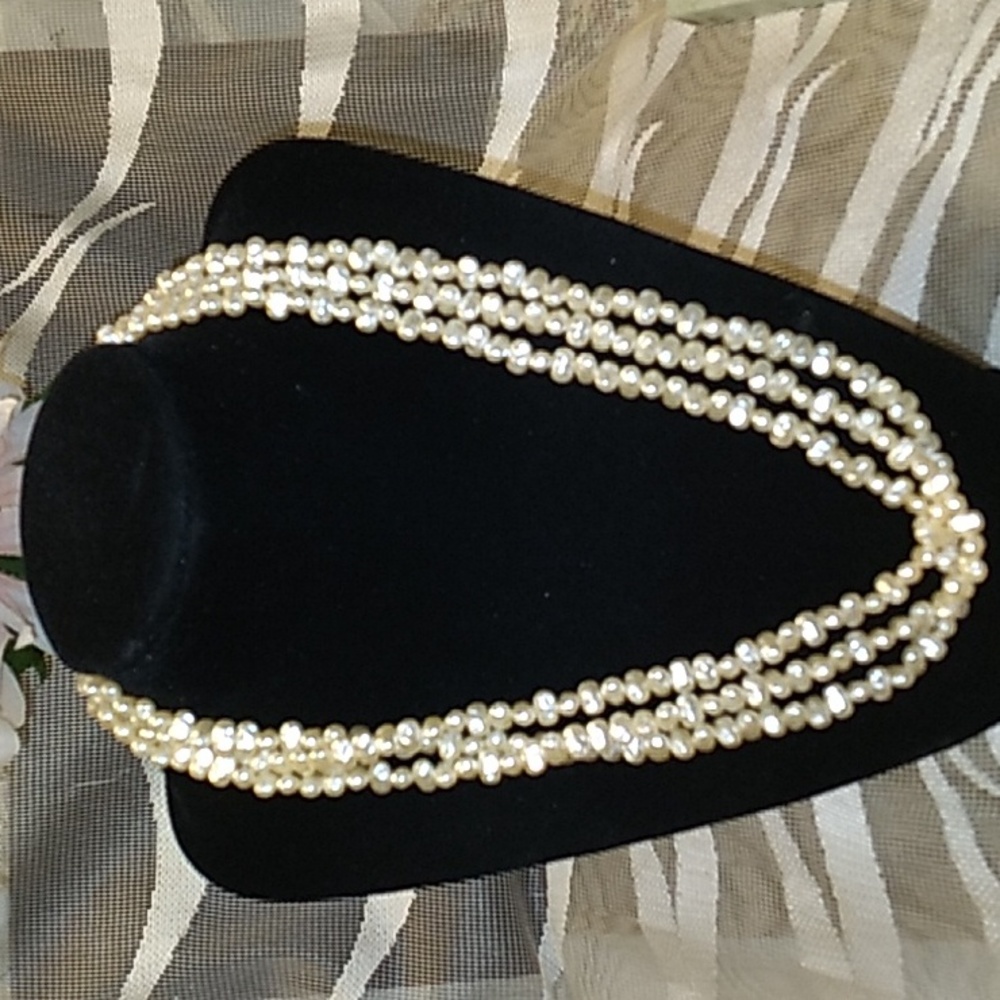 3 Strand Faux Pearl Necklace